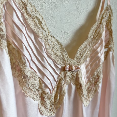 〈vintage〉made in USA/slip dress with pink rose