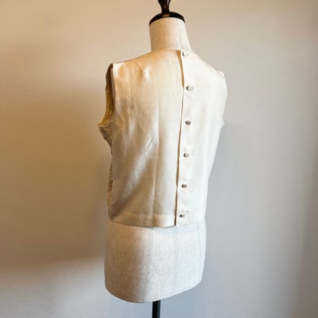 〈vintage〉embroidery design silk blouse