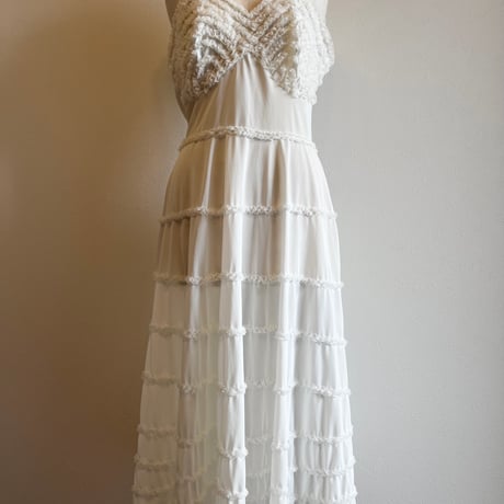〈vintage〉teared frill onepiece
