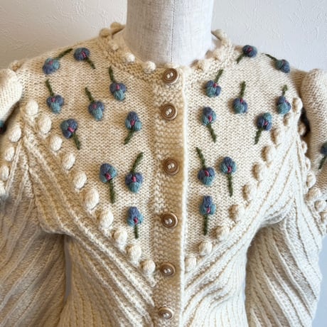 〈vintage〉puff shoulder cardigan