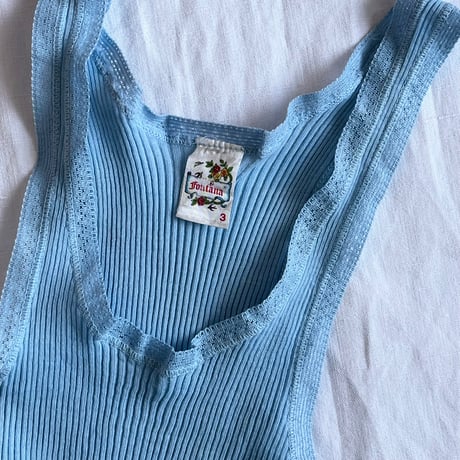〈vintage〉made in Italy/lace piping tank top