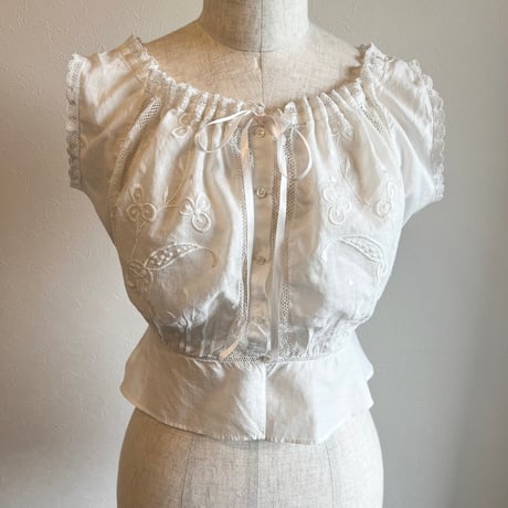 〈antique〉rudder lace & embroidery corsetcover blouse