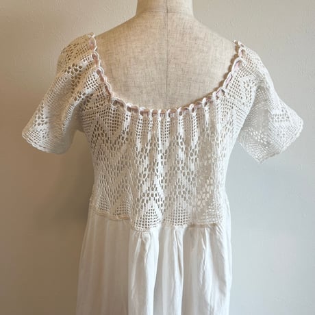 〈antique〉cotton crochet onepiece