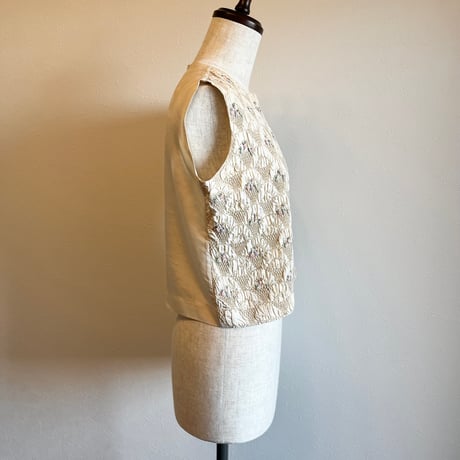 〈vintage〉embroidery design silk blouse
