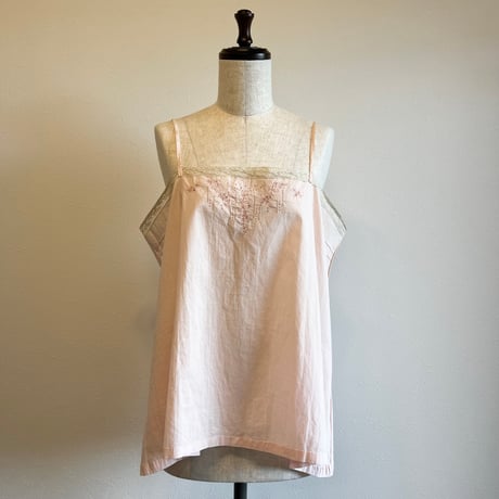 〈vintage〉flower embroidery cotton camisole