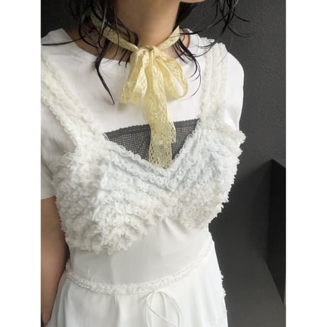 〈vintage〉teared frill onepiece
