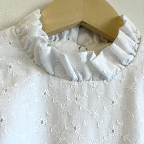 〈80's vintage〉cutwork embroidery puff sleeve onepiece