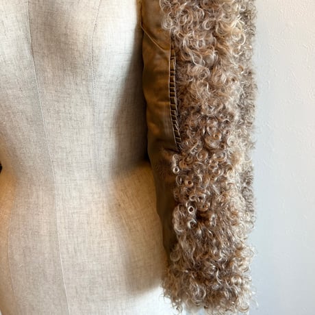〈vintage〉curly fake fur jacket