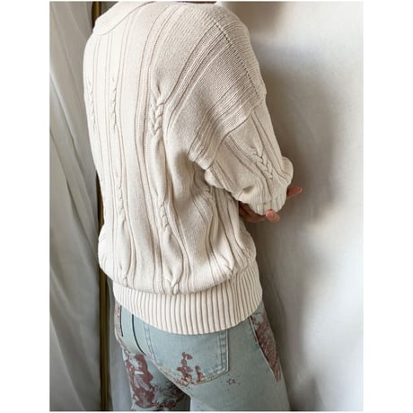 〈vintage〉made in Italy/half sleeve cable  knit