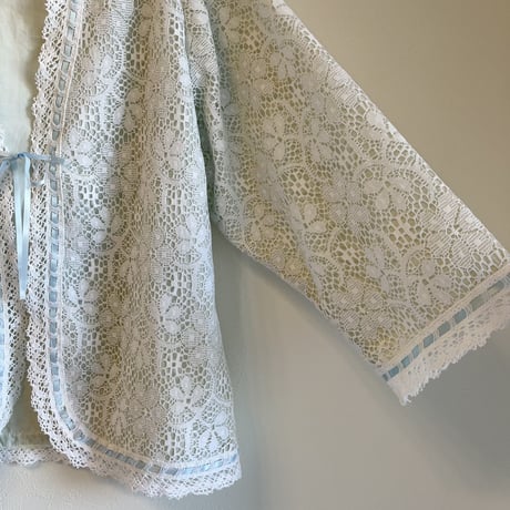 〈vintage〉made in USA/satin ribbon & laddar lace bolero