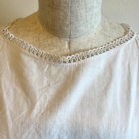 〈antique〉lace piping cotton blouse