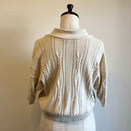 〈vintage〉made in Italy/half sleeve cable  knit