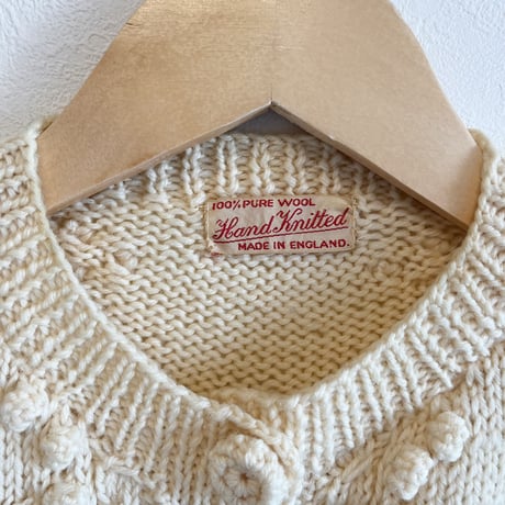 〈vintage〉made in England / mohair embroidery cable knit cardigan