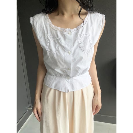〈antique〉ribbon cutwork corsetcover blouse