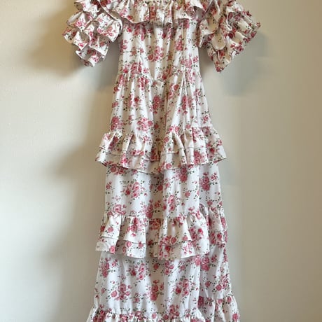 〈vintage〉rose pattern tiered dress