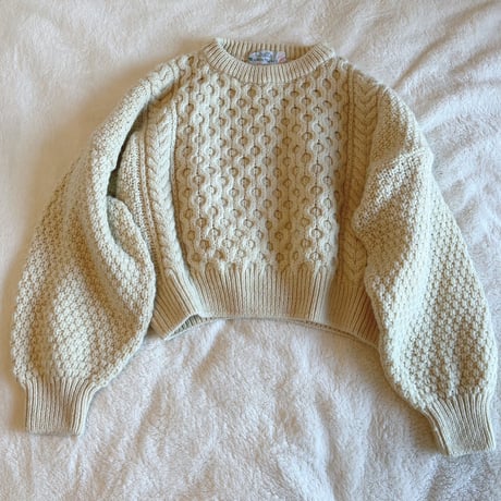 〈vintage〉made in Ireland/volume sleeve fisherman sweater