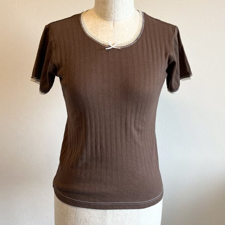〈vintage〉Europa made rib cutsew