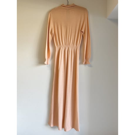 〈vintage〉salmon orange shirring switching onepiece