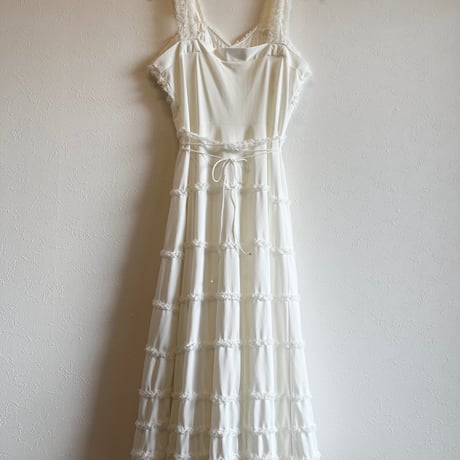 〈vintage〉teared frill onepiece
