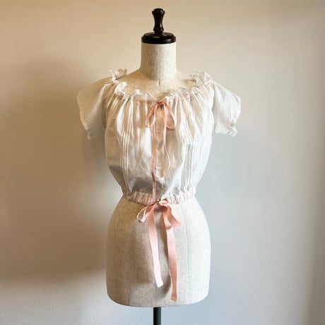 〈antique〉cotton blouse with ladder lace