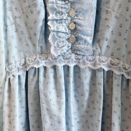 〈vintage〉 flocky flower print one-piece