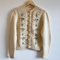 〈vintage〉made in England / mohair embroidery cable knit cardigan