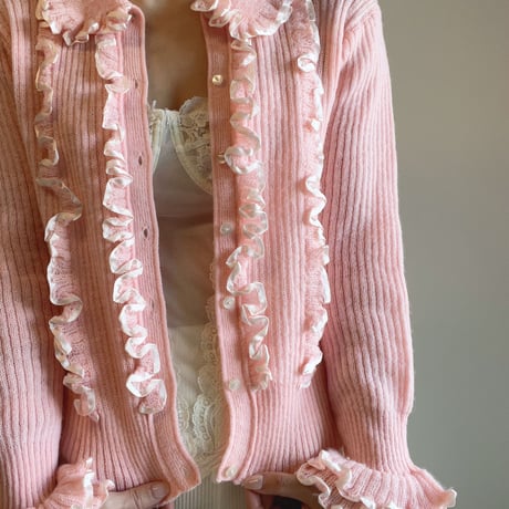 〈vintage〉made in Italy/frill design cardigan