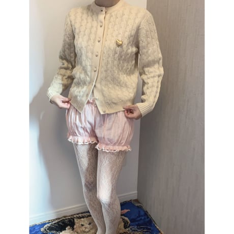 〈vintage〉 cream beige cable cardigan