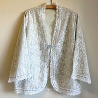 〈vintage〉made in USA/satin ribbon & laddar lace bolero