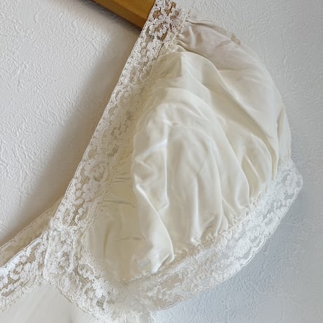 〈vintage〉puff shoulder slip with blue petit flower