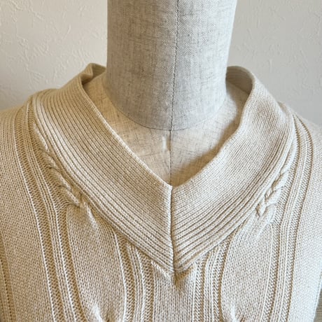 〈vintage〉made in Italy/half sleeve cable  knit