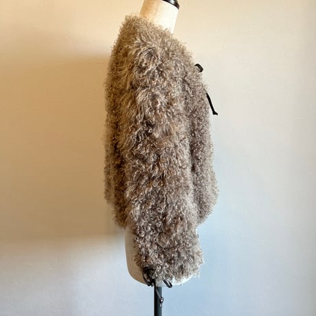 〈vintage〉curly fake fur jacket