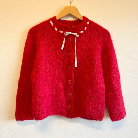〈vintage〉mohair knit cardigan with rudder ribbon