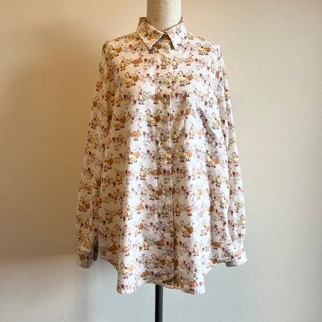 〈vintage〉made in Italy / duck pattern light flannel shirt