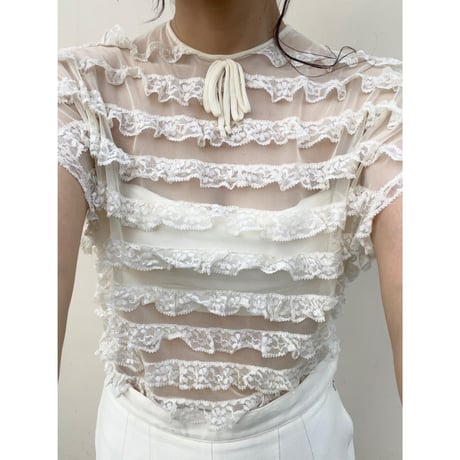 〈vintage〉tulle lace tops