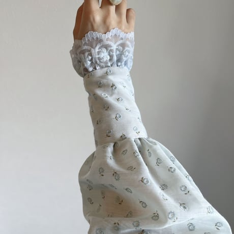 〈vintage〉 flocky flower print one-piece