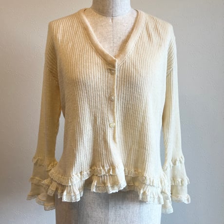 〈vintage〉made in Italy/lace tiered frill cardigan