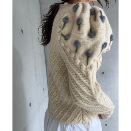 〈vintage〉puff shoulder cardigan