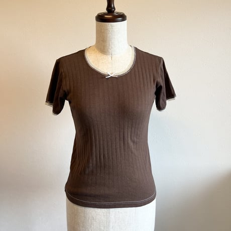 〈vintage〉Europa made rib cutsew