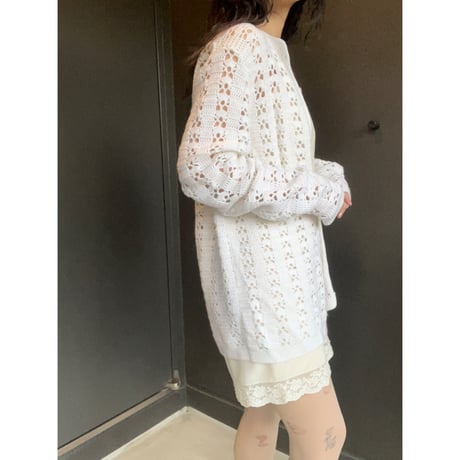 〈vintage〉eyelet design crochet cardigan