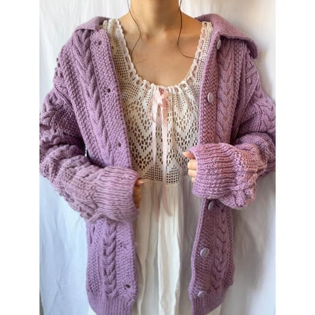 〈vintage〉hand knit cable cardigan