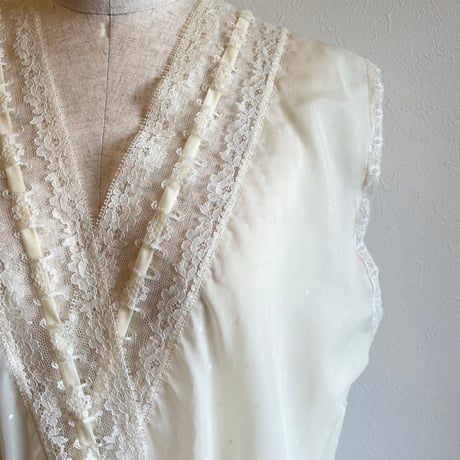 〈vintage〉dot pattern nylon sheer onepiece