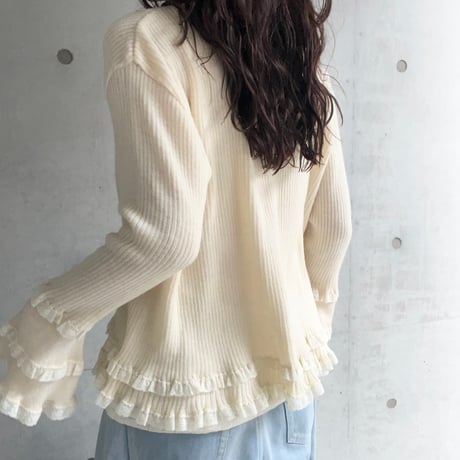 〈vintage〉made in Italy/lace tiered frill cardigan