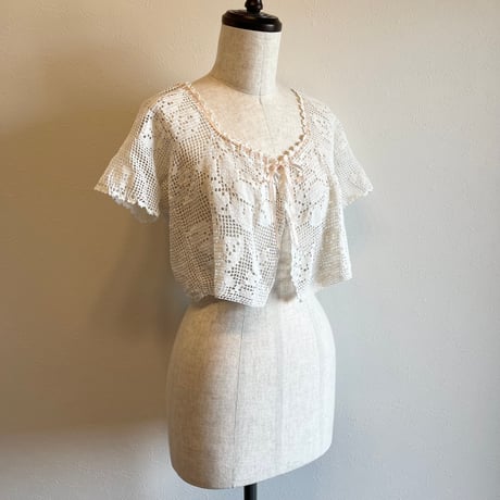 〈vintage〉crochet bolero with rudder lace