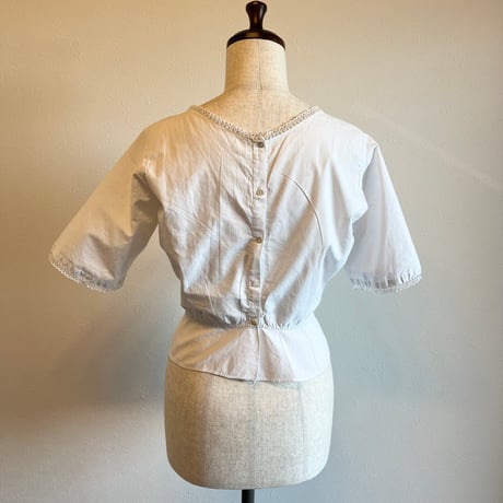 〈antique〉lace piping cotton blouse