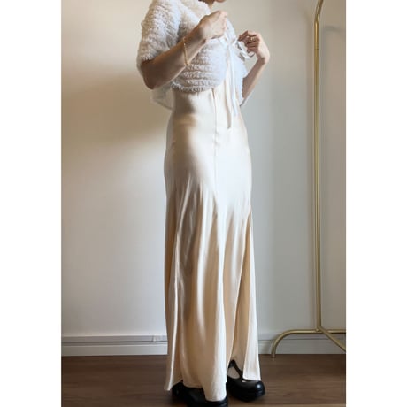 〈vintage〉teared frill bed jacket with bow