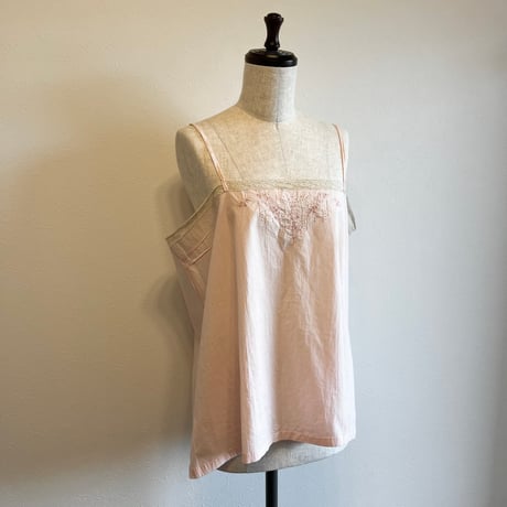 〈vintage〉flower embroidery cotton camisole