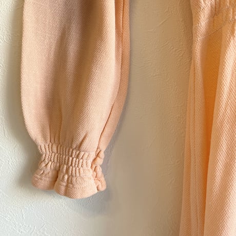 〈vintage〉salmon orange shirring switching onepiece