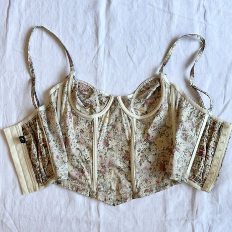 〈vintage〉made in France/antique flower pattern bustier