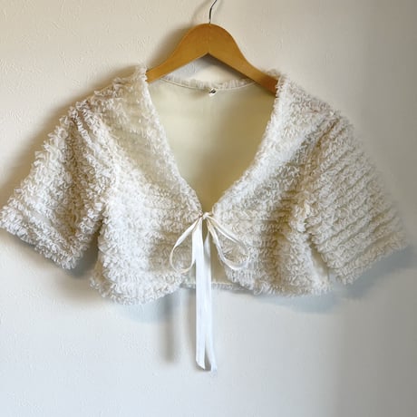 〈vintage〉teared frill bed jacket with bow